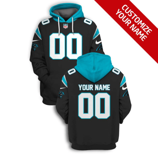 Men's Carolina Panthers Active Player Custom 2021 All Black Pullover Hoodie